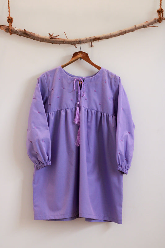 Lavendar Tunic Top - Hand Embroidery