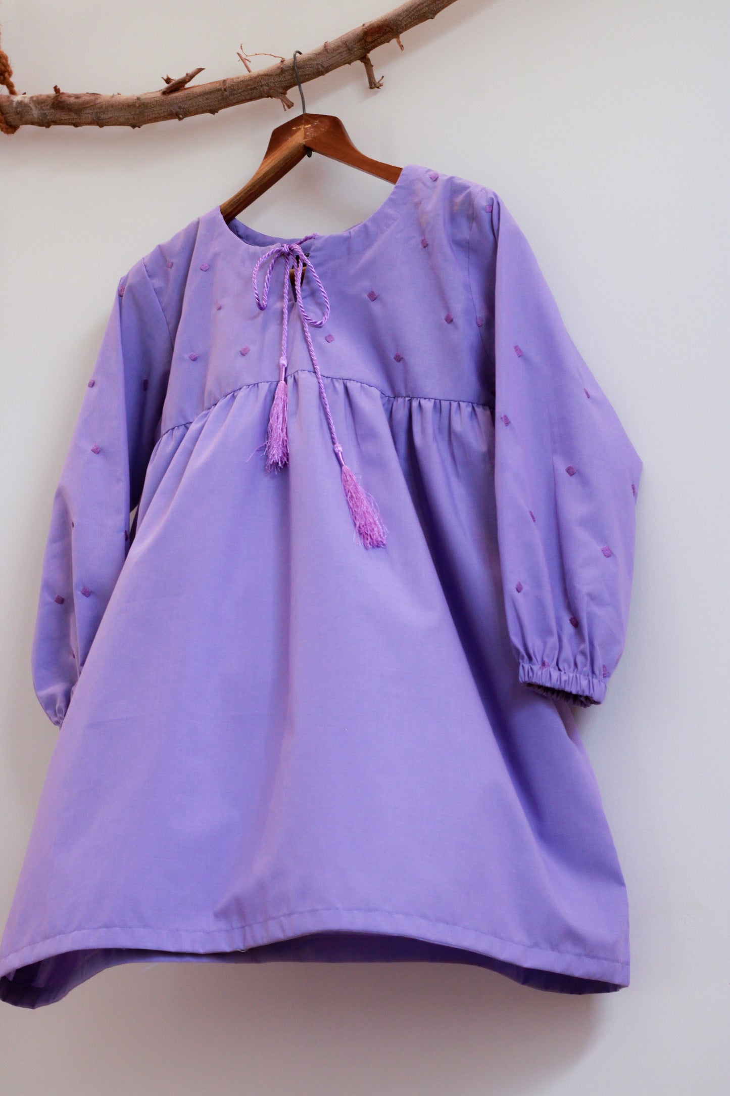 Lavendar Tunic Top - Hand Embroidery